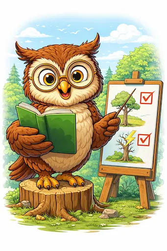 Cartoon owl tree service expert